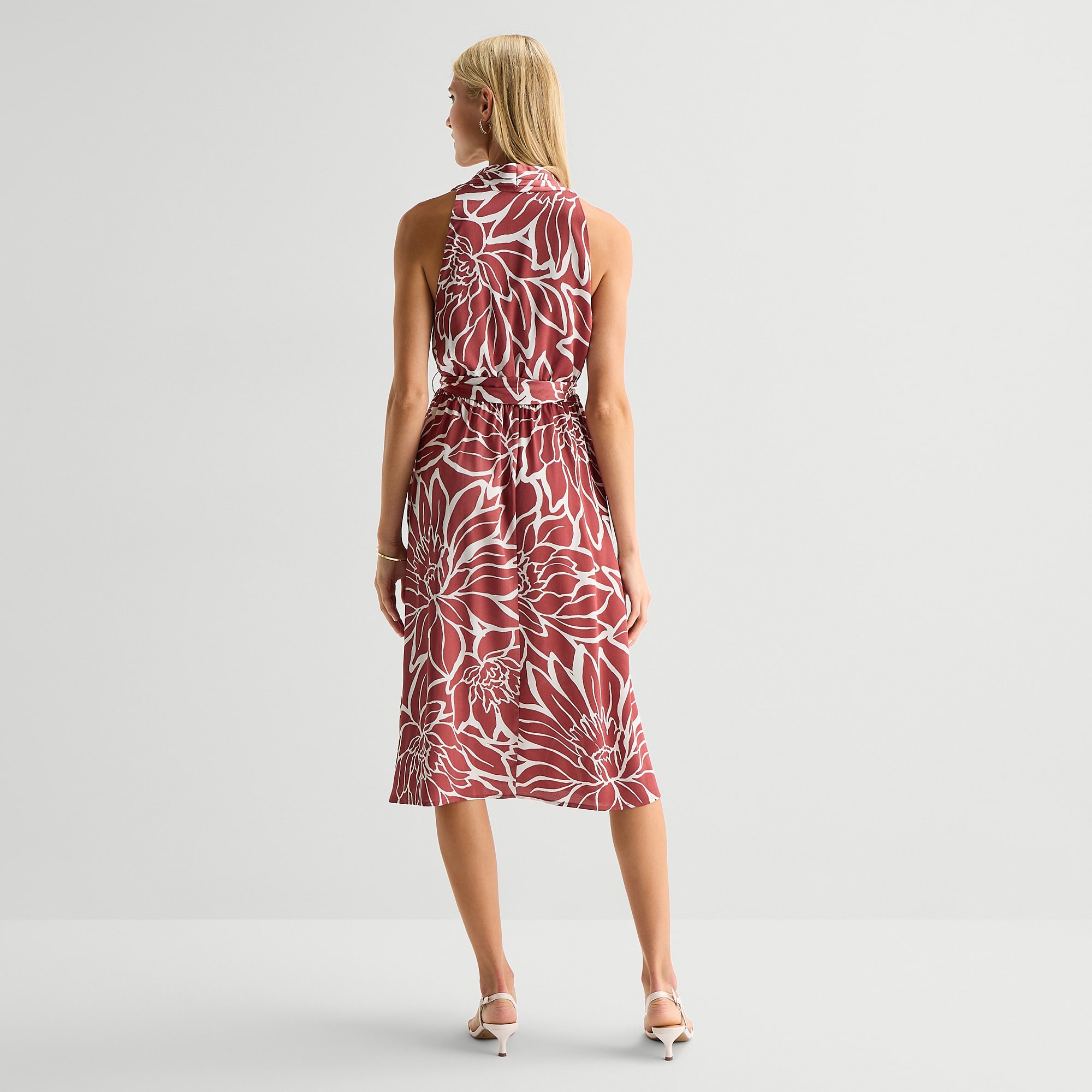 Studio 1 Womens Sleeveless Floral Wrap Dress