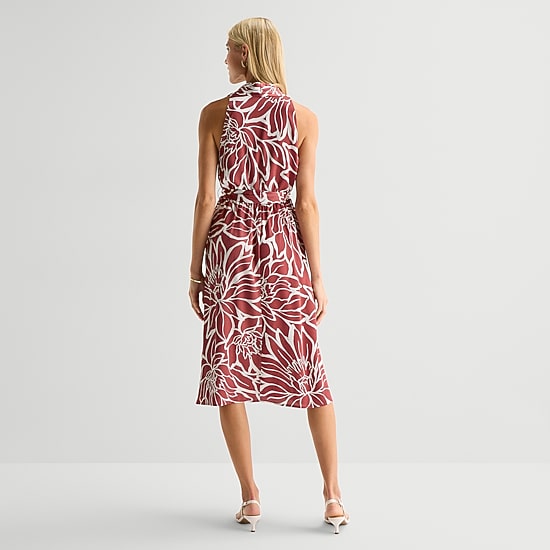 Studio 1 Womens Sleeveless Floral Wrap Dress
