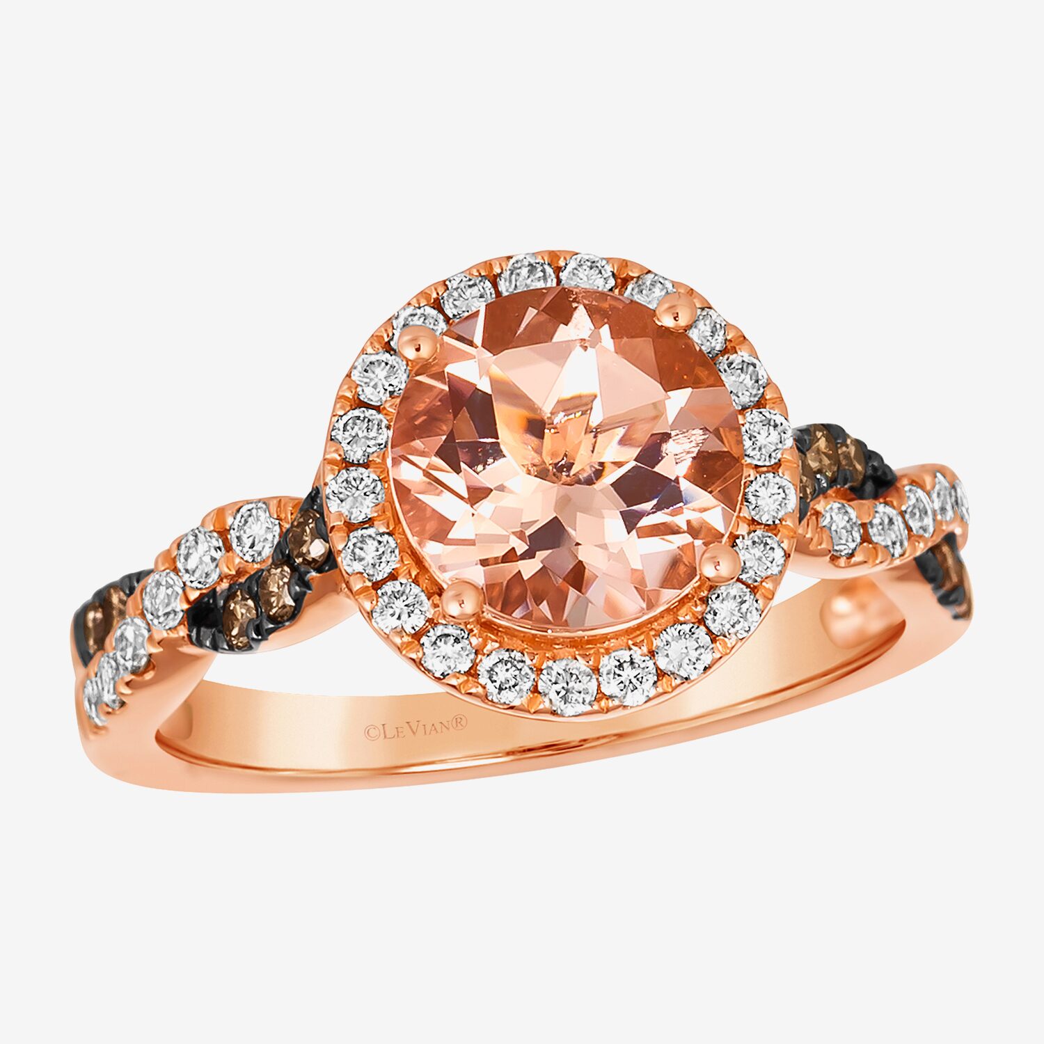 Le Vian Grand Sample Sale Le Vian Grand Sample Sale Limited Quantities! Womens 3/8 CT. T.W. Genuine Pink Morganite 14K Gold Round Halo Side Stone Cocktail Ring