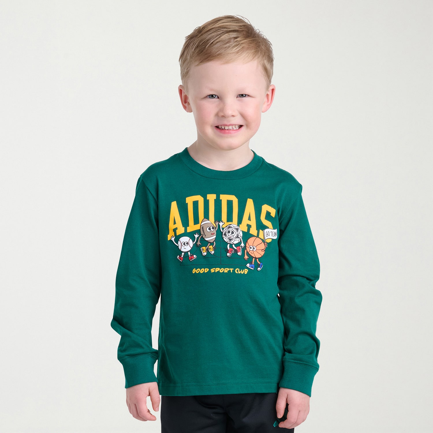 adidas Toddler Boys Crew Neck Long Sleeve Regular Fit Graphic T-Shirt