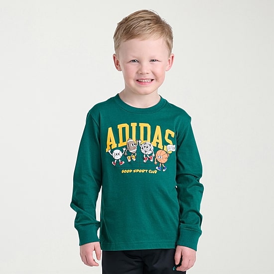 adidas Toddler Boys Crew Neck Long Sleeve Regular Fit Graphic T-Shirt