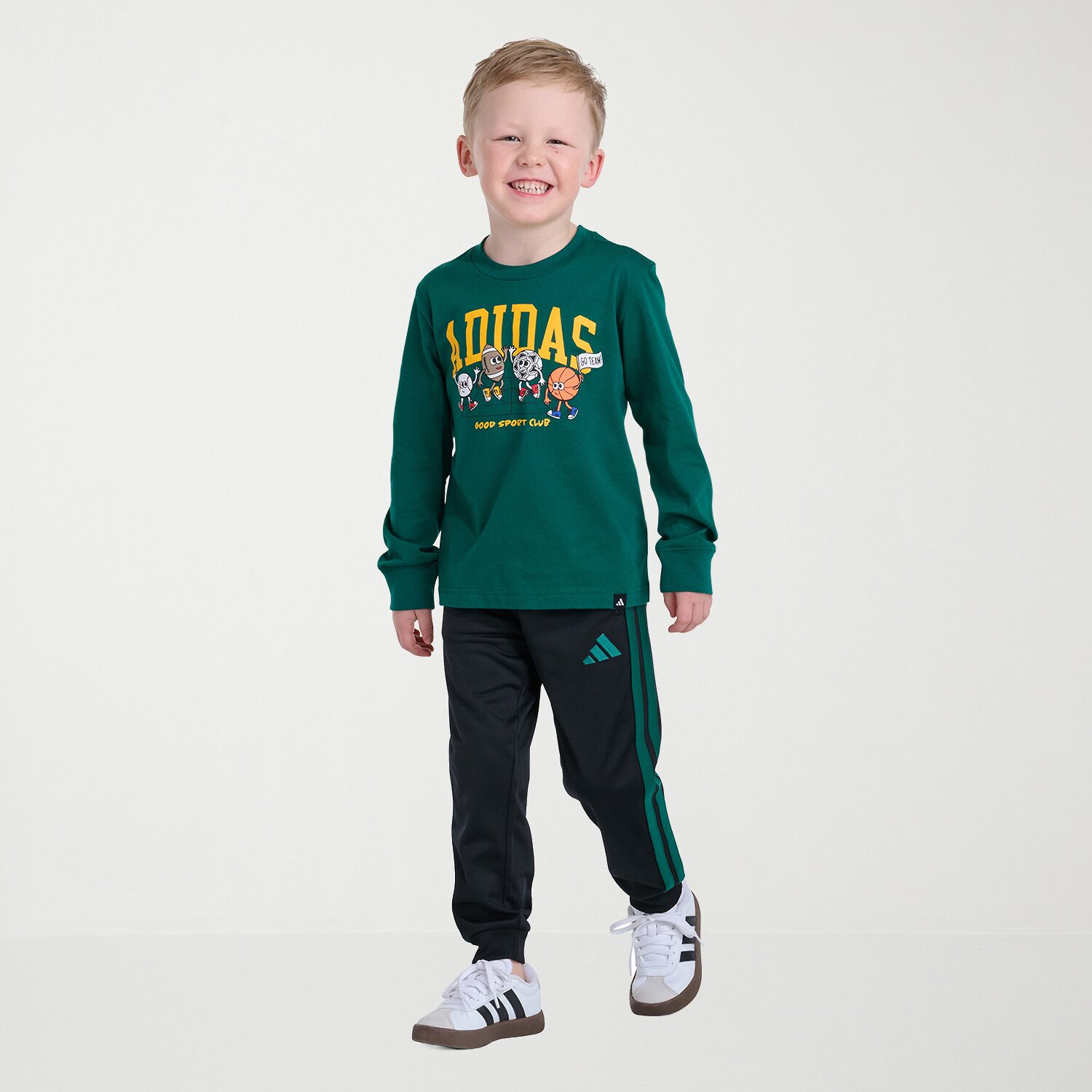 adidas Toddler Boys Crew Neck Long Sleeve Regular Fit Graphic T-Shirt