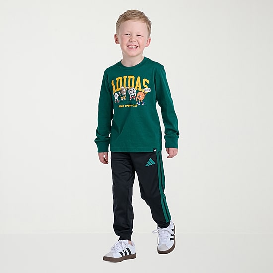 adidas Toddler Boys Crew Neck Long Sleeve Regular Fit Graphic T-Shirt