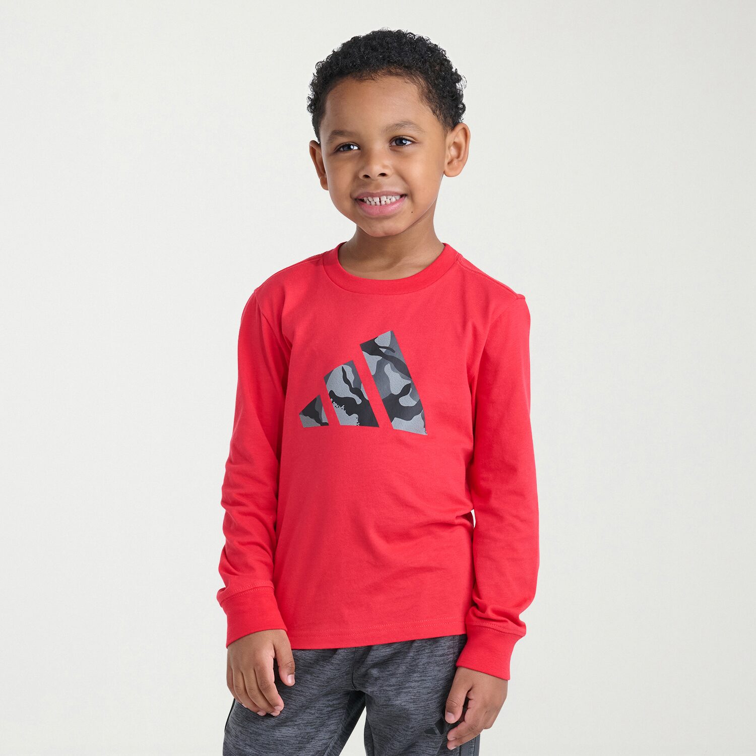 adidas Toddler Boys Crew Neck Long Sleeve Regular Fit Graphic T-Shirt