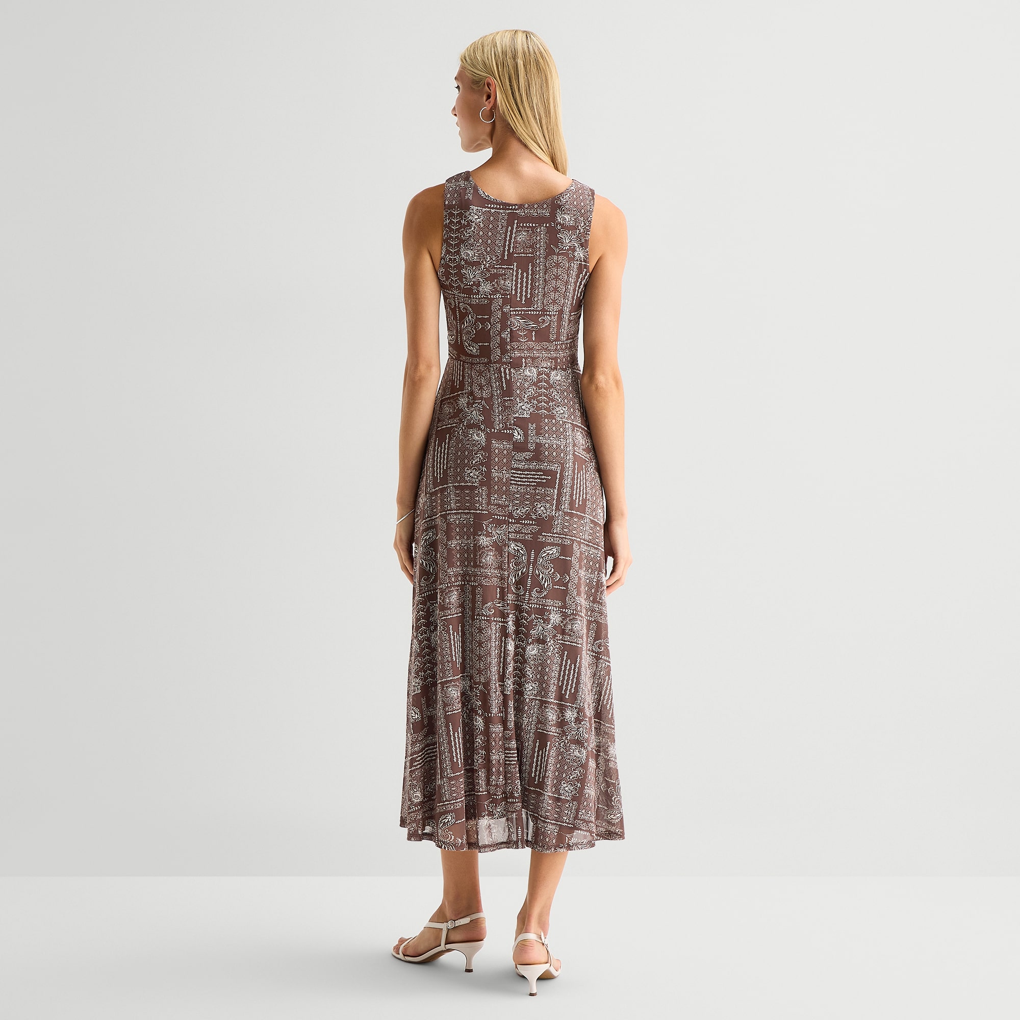 Sandra Darren Womens Keyhole Neck Sleeveless Maxi Dress