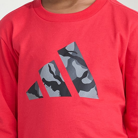 adidas Toddler Boys Crew Neck Long Sleeve Regular Fit Graphic T-Shirt