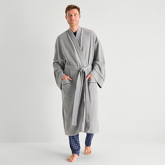 Stafford Waffle One Size Mens Long Length Long Sleeve Robe