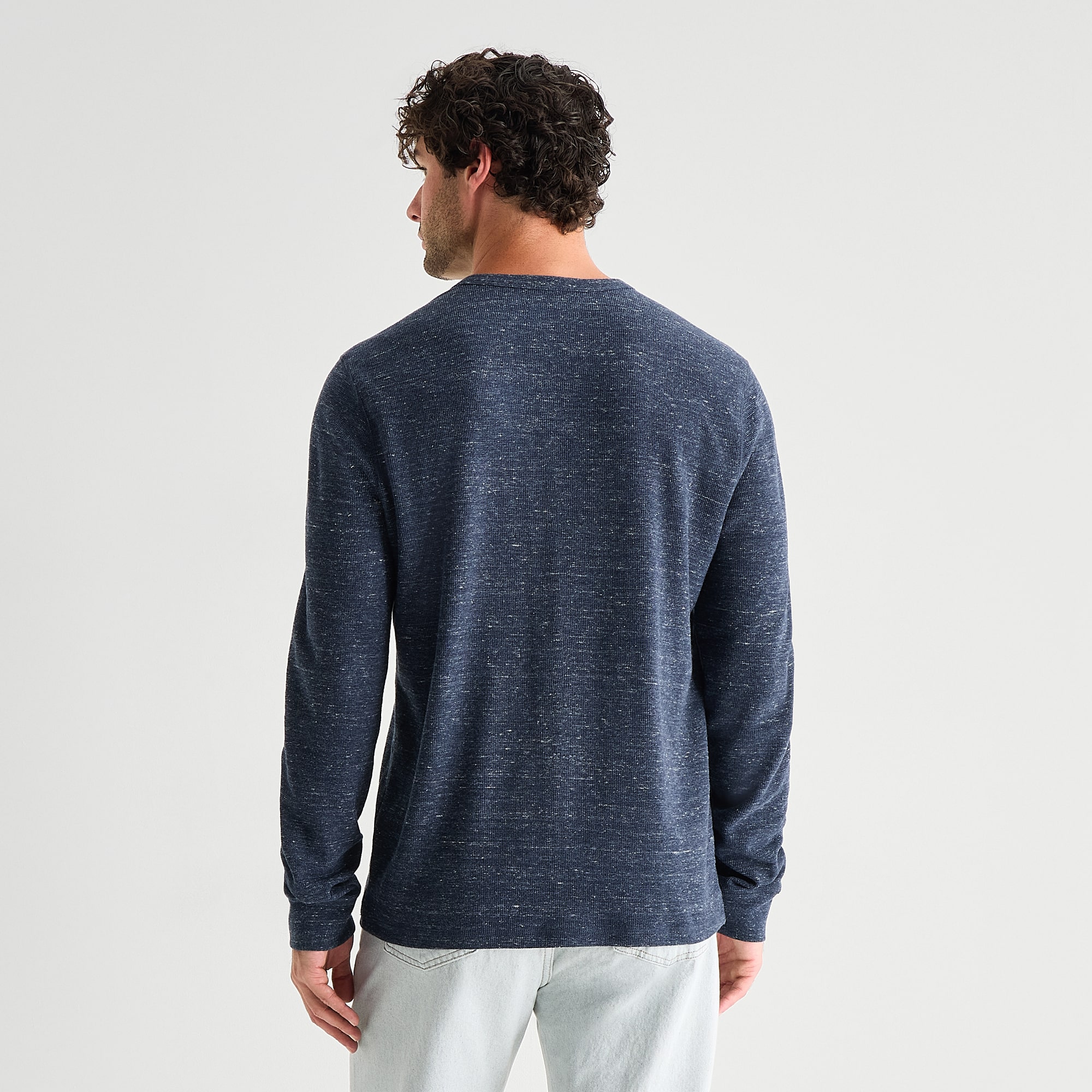 mutual weave Mens Long Sleeve Regular Fit Henley Shirt