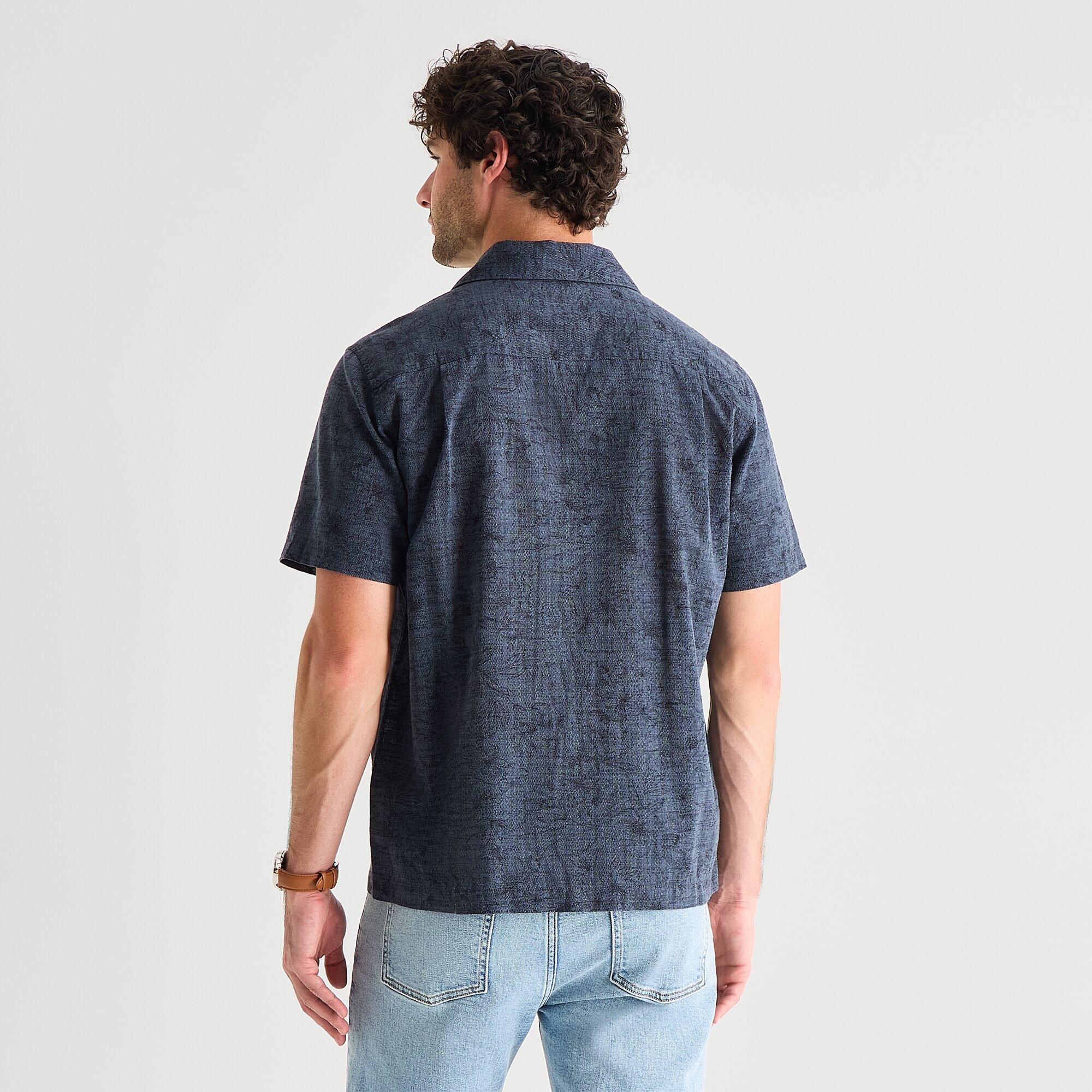 mutual weave Mens Short Sleeve Boxy Fit Button-Down Shirt