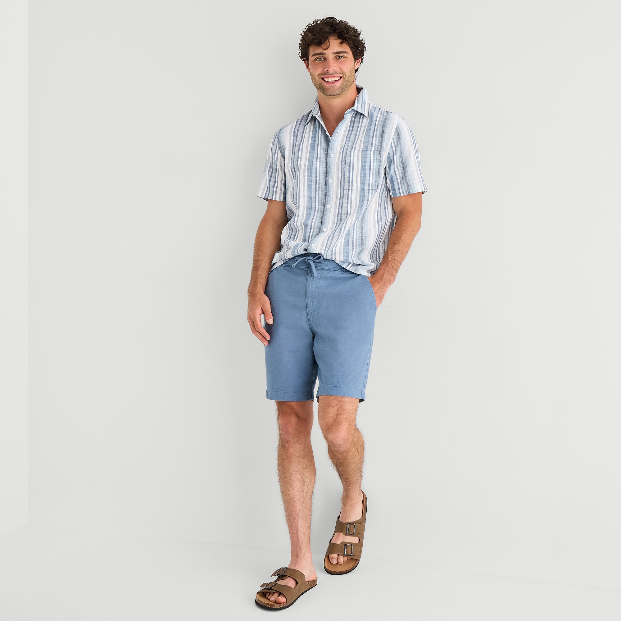 mutual weave Mens Short Sleeve Relaxed Fit Button-Down Shirt
