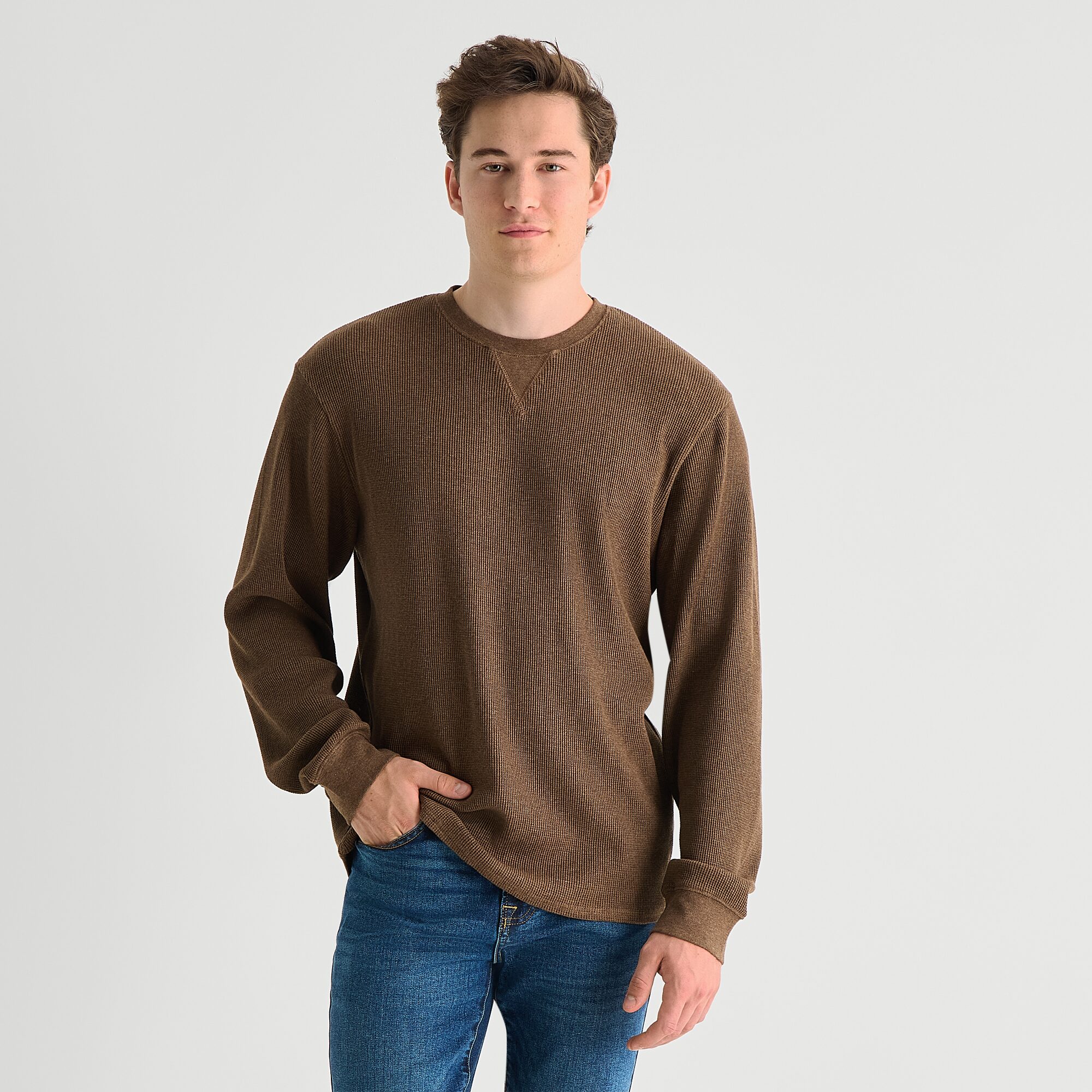 Arizona Mens Crew Neck Long Sleeve Regular Fit Thermal Top
