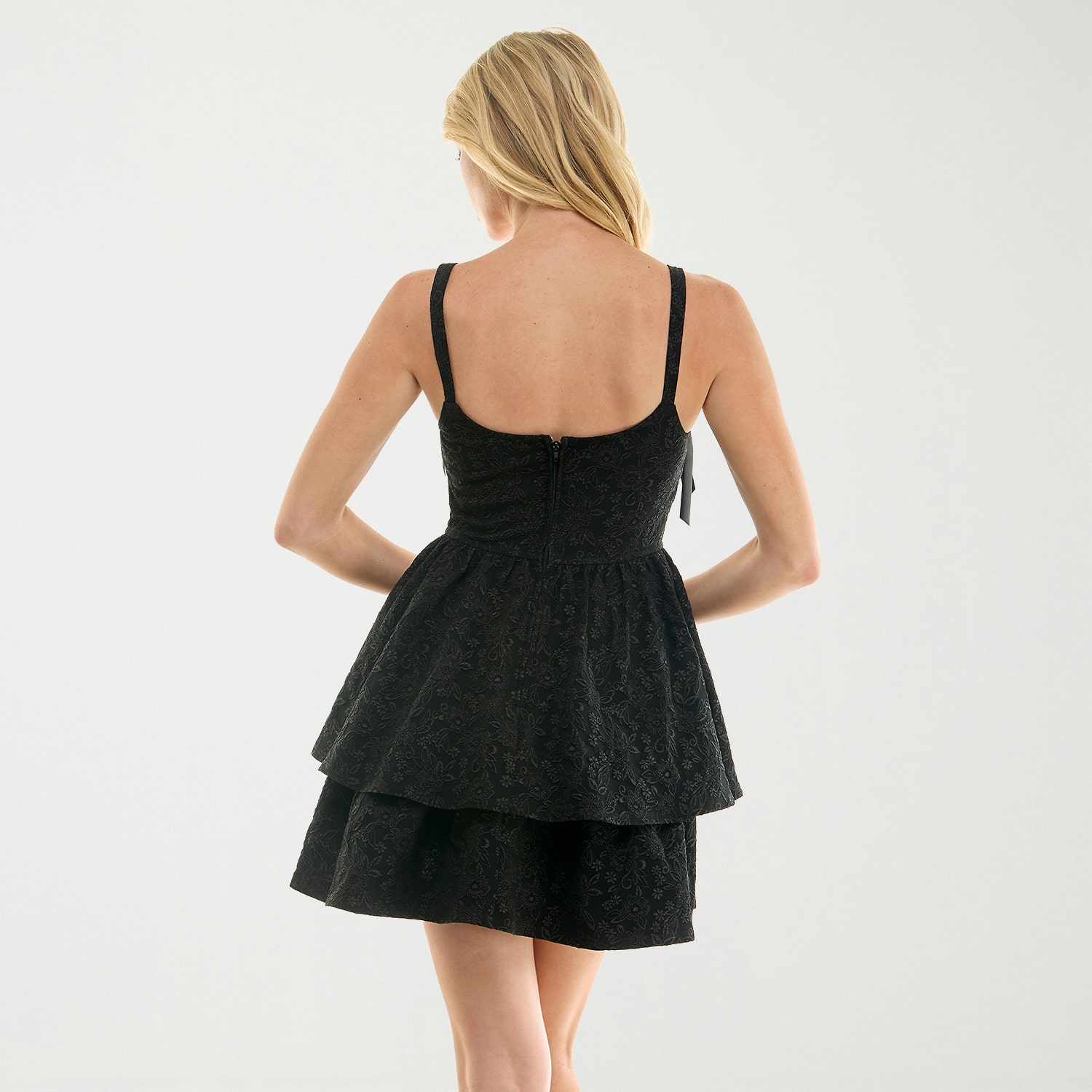 Trixxi Womens Juniors Round Neck Sleeveless Fit + Flare Dress