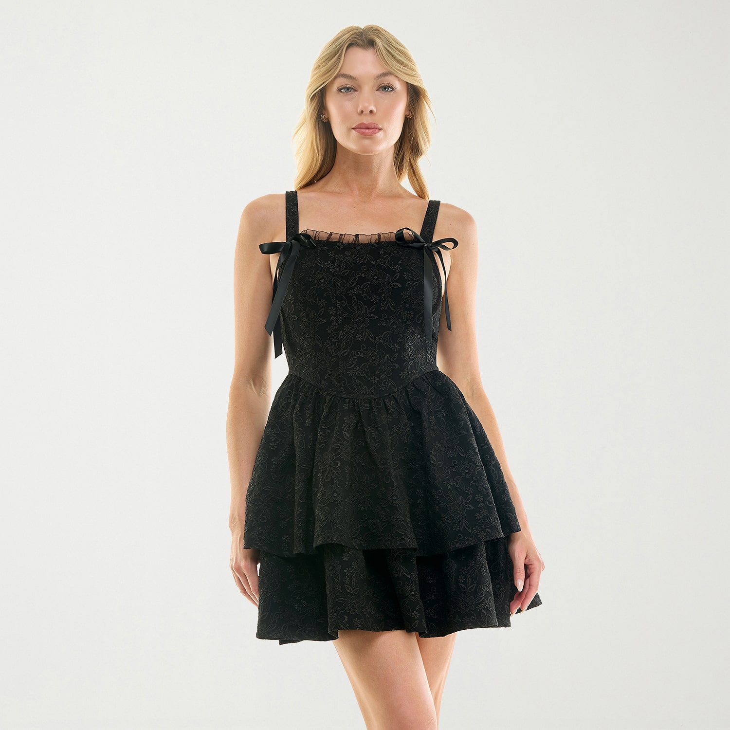 Trixxi Womens Juniors Round Neck Sleeveless Fit + Flare Dress