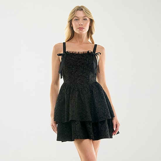 Trixxi Womens Juniors Square Neck Sleeveless Fit + Flare Dress