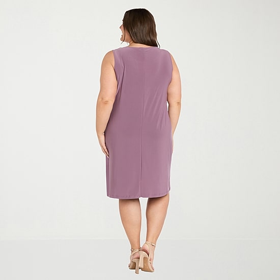 R & M Richards Womens Plus Jacket Dress With Removable Necklace