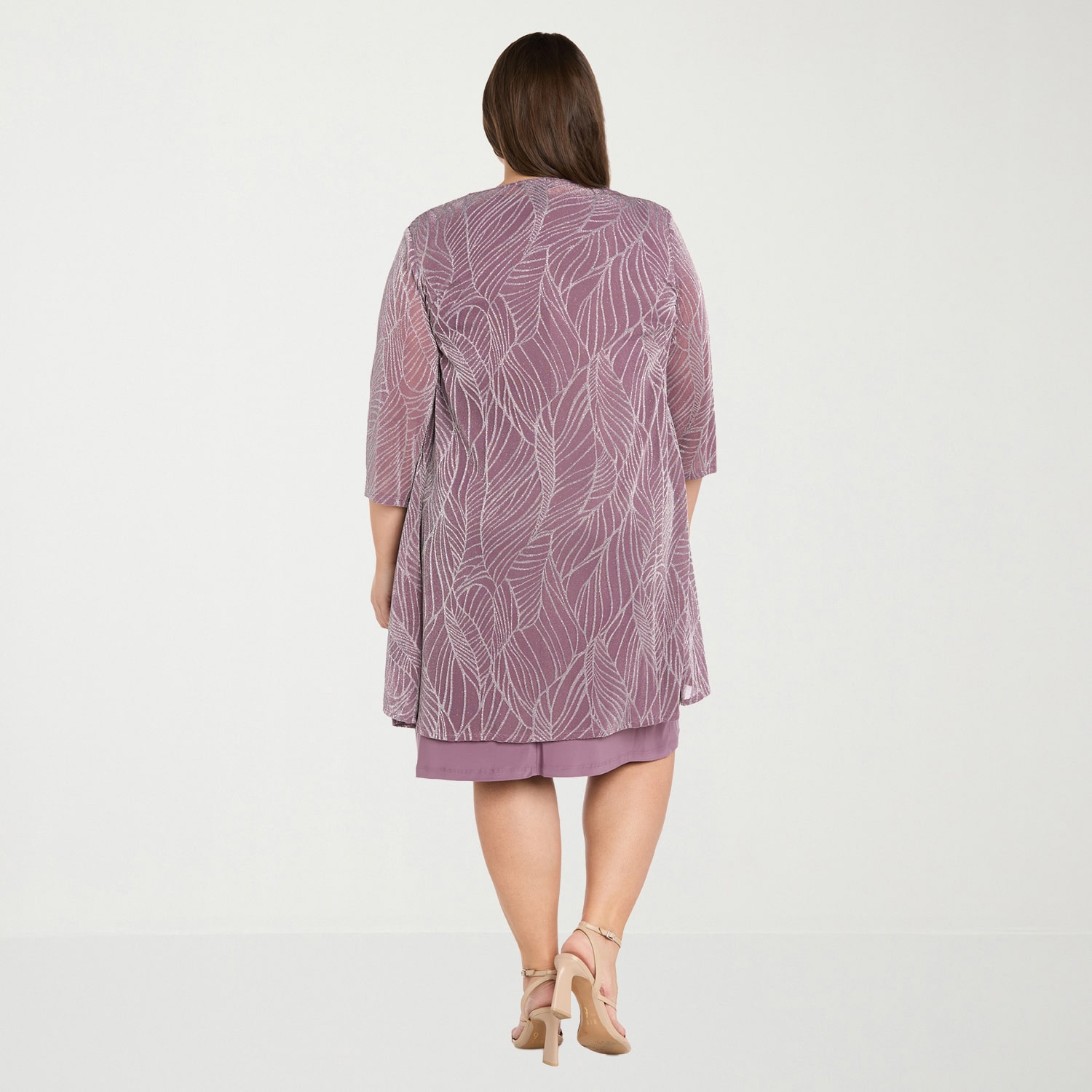 R & M Richards Womens Plus Jacket Dress With Removable Necklace