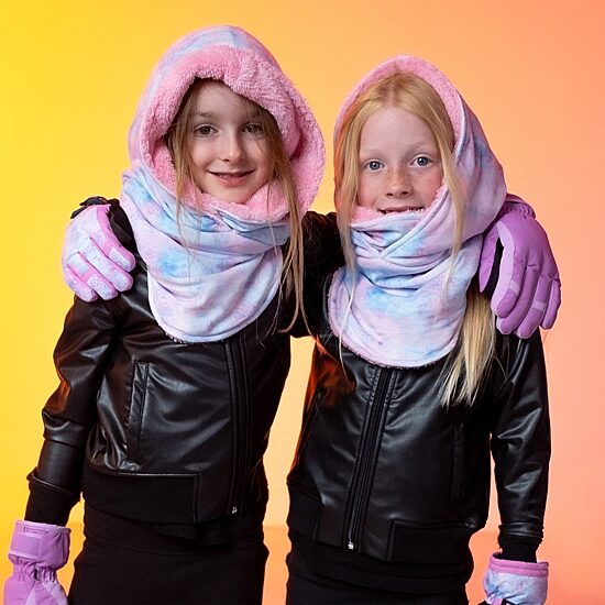 WinterProof Convertible Hood, Wear 3 Different Ways, Ultra Soft Plush Lining Big Kid Girls Lined Ski Mask