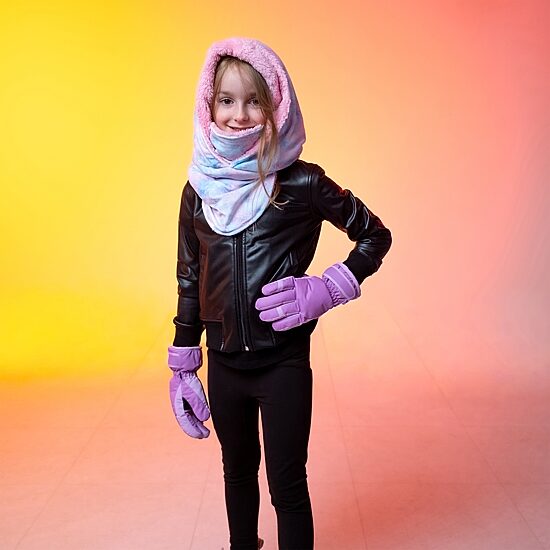 WinterProof Convertible Hood, Wear 3 Different Ways, Ultra Soft Plush Lining Big Kid Girls Lined Ski Mask