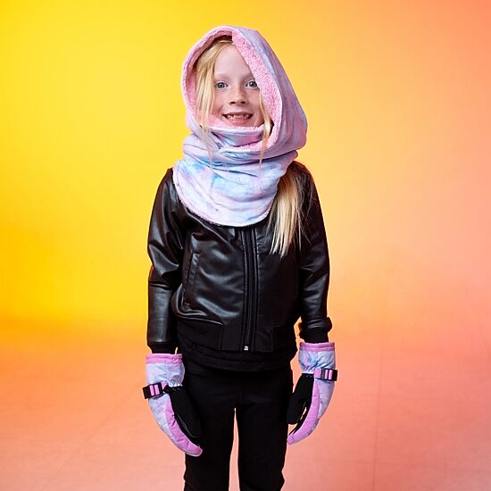WinterProof Convertible Hood, Wear 3 Different Ways, Ultra Soft Plush Lining Big Kid Girls Lined Ski Mask