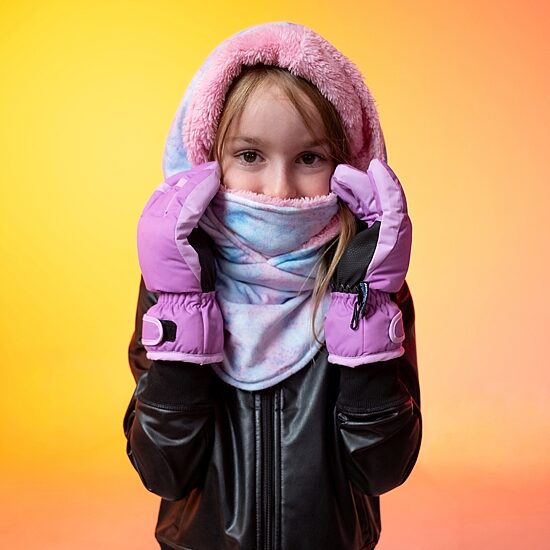 WinterProof Convertible Hood, Wear 3 Different Ways, Ultra Soft Plush Lining Big Kid Girls Lined Ski Mask