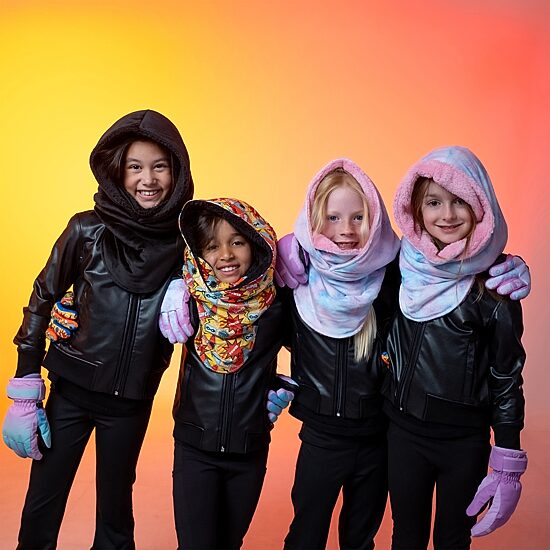 WinterProof Convertible Hood, Wear 3 Different Ways, Ultra Soft Plush Lining Big Kid Girls Lined Ski Mask