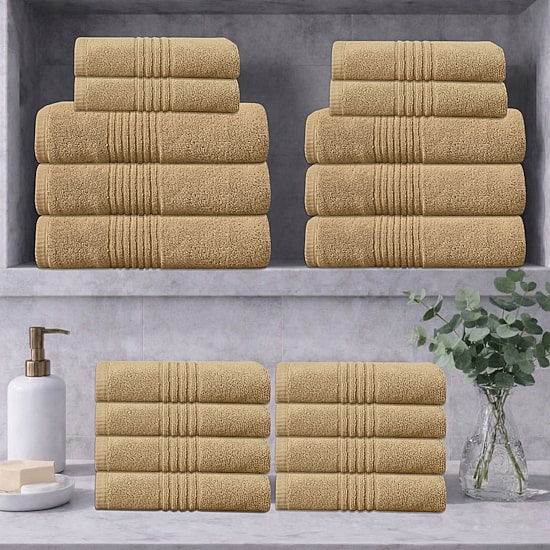 Home Weavers Inc Hazel Collection 100% Cotton Zero Twist Super Absorbent 18-pc. Quick Dry Bath Towel Set