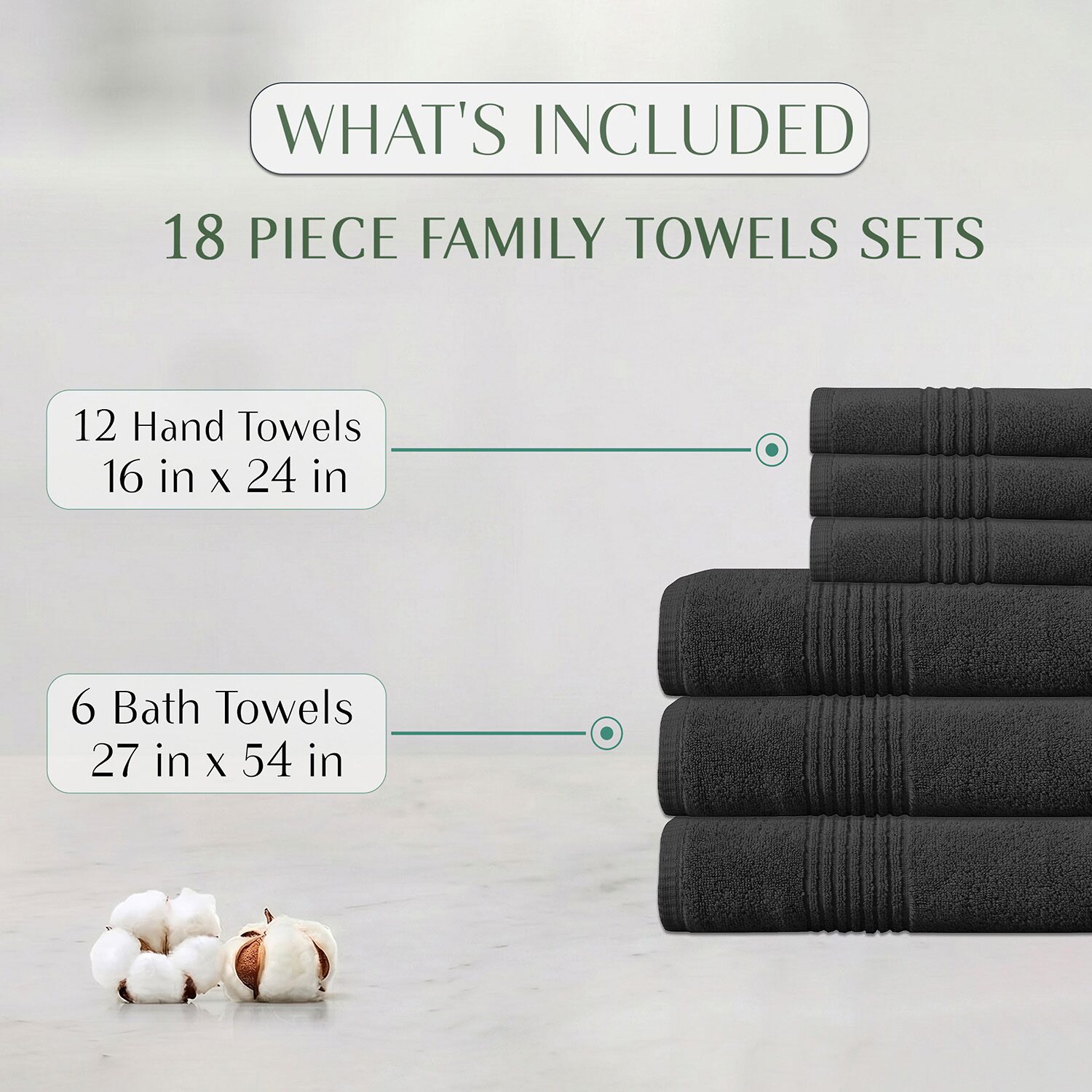 Home Weavers Inc Hazel Collection 100% Cotton Zero Twist Super Absorbent -pc. Quick Dry Bath Towel Set