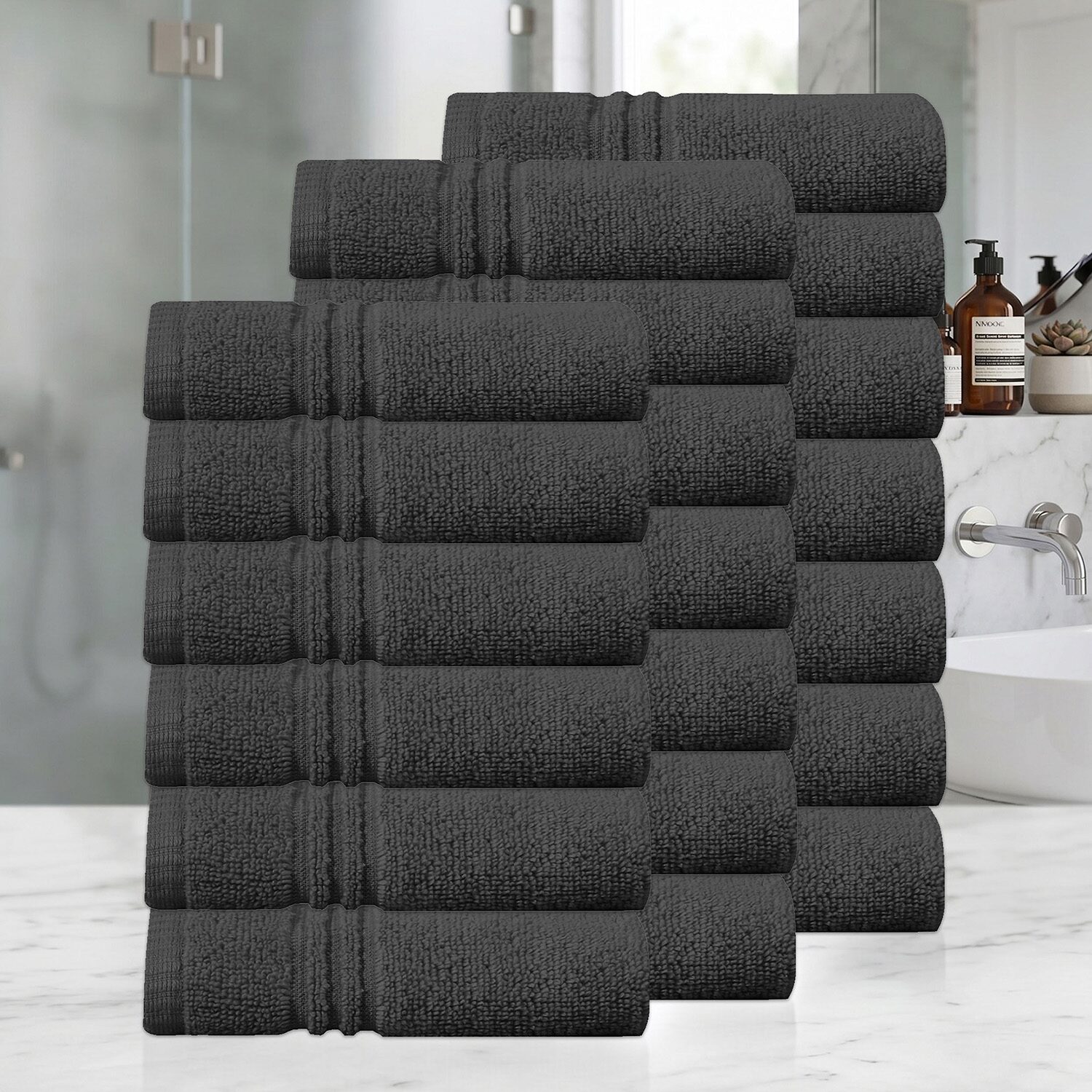 Home Weavers Inc Hazel Collection 100% Cotton Zero Twist -pc. Quick Dry Bath Towel Set