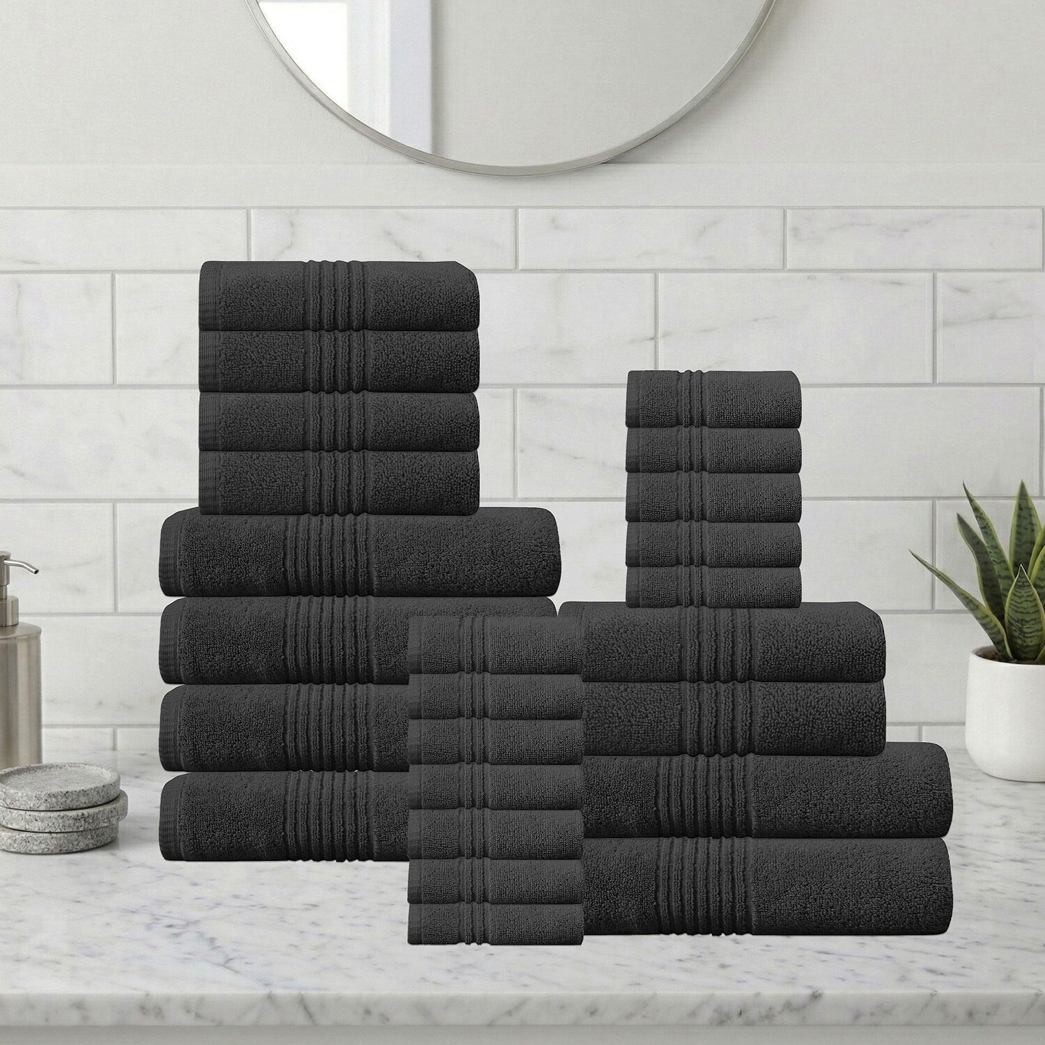 Home Weavers Inc Hazel Collection 100% Cotton Zero Twist Super Absorbent -pc. Quick Dry Bath Towel Set