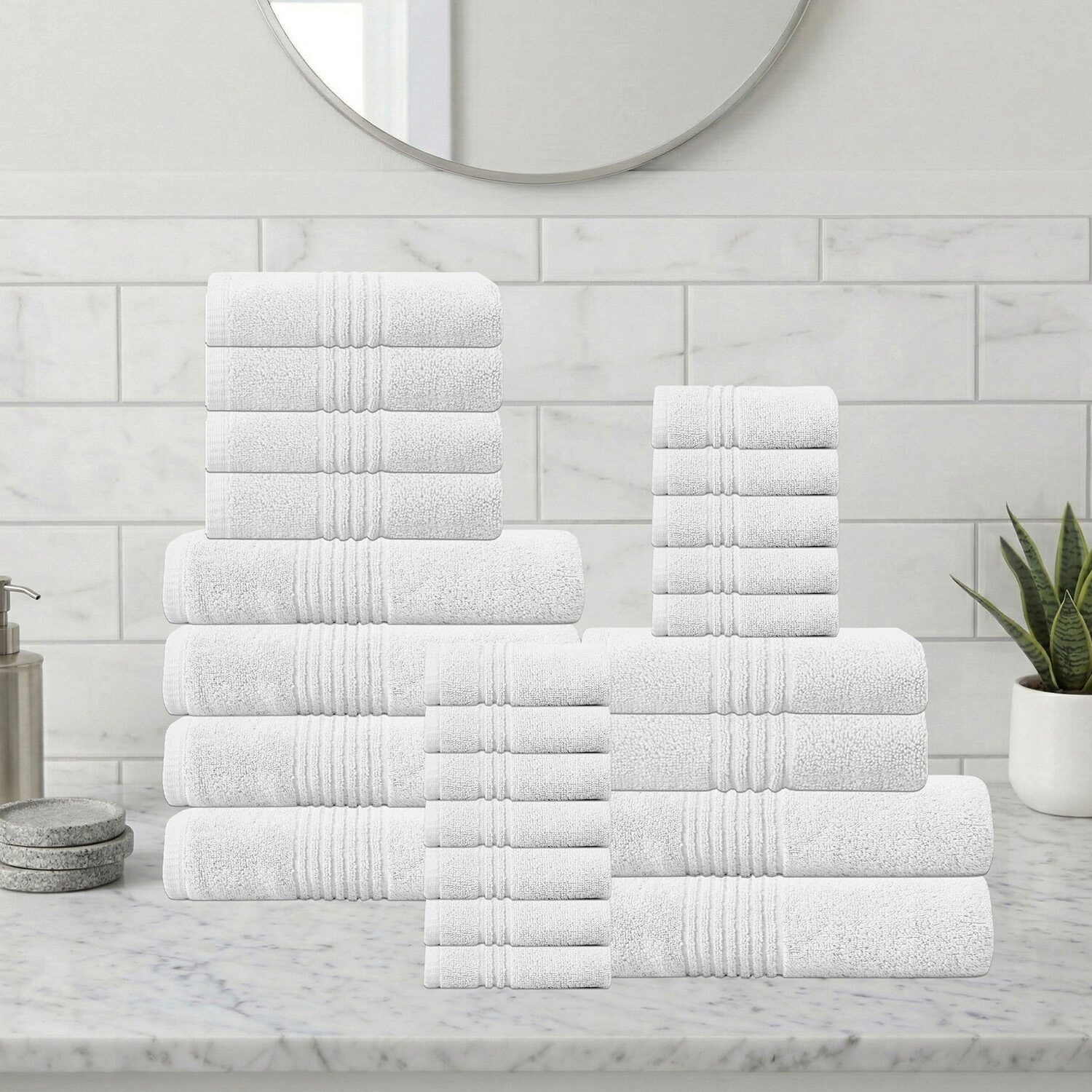 Home Weavers Inc Hazel Collection 100% Cotton Zero Twist Super Absorbent -pc. Quick Dry Bath Towel Set