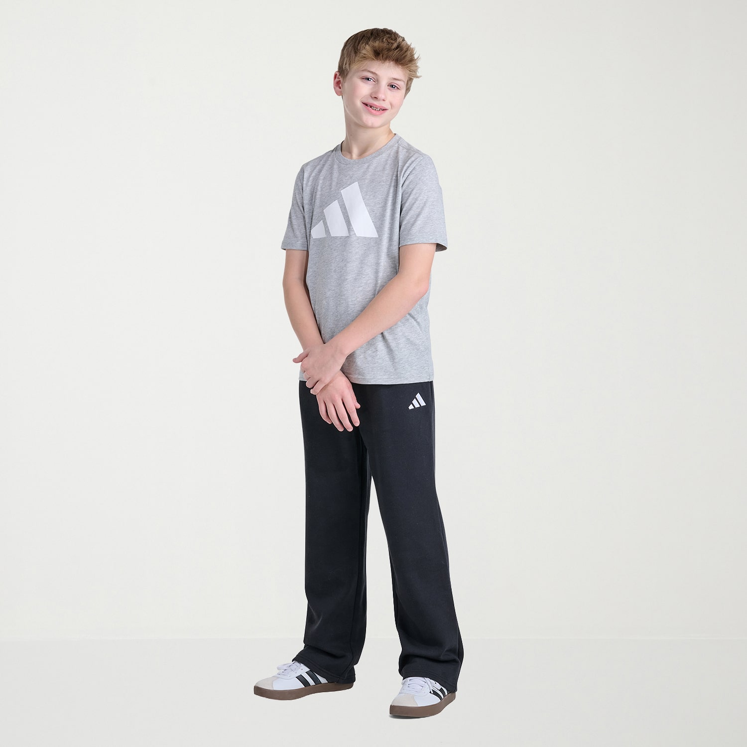adidas Big Kid Boys Drawstring Waist Straight Regular Fit Fleece Jogger Pant
