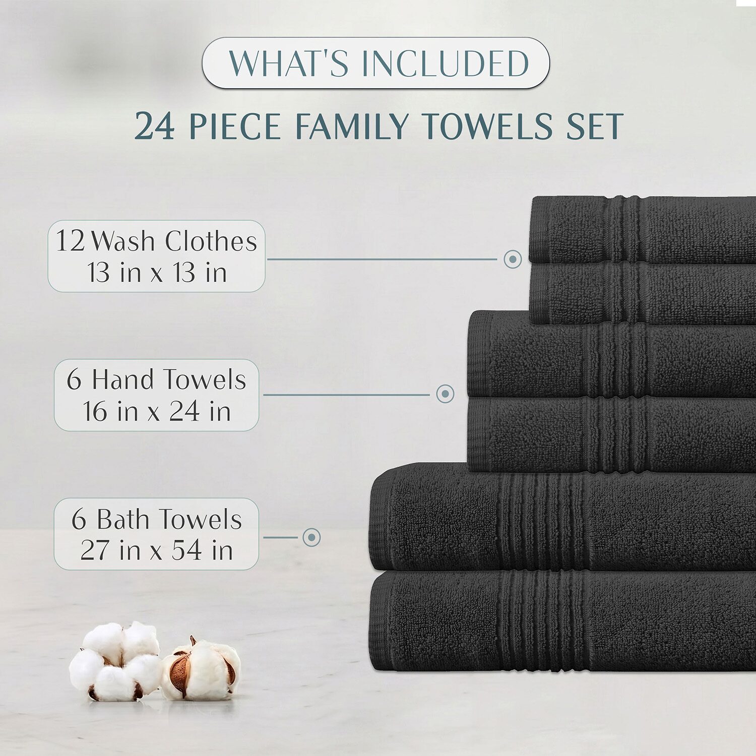 Home Weavers Inc Hazel Collection 100% Cotton Zero Twist Super Absorbent -pc. Quick Dry Bath Towel Set