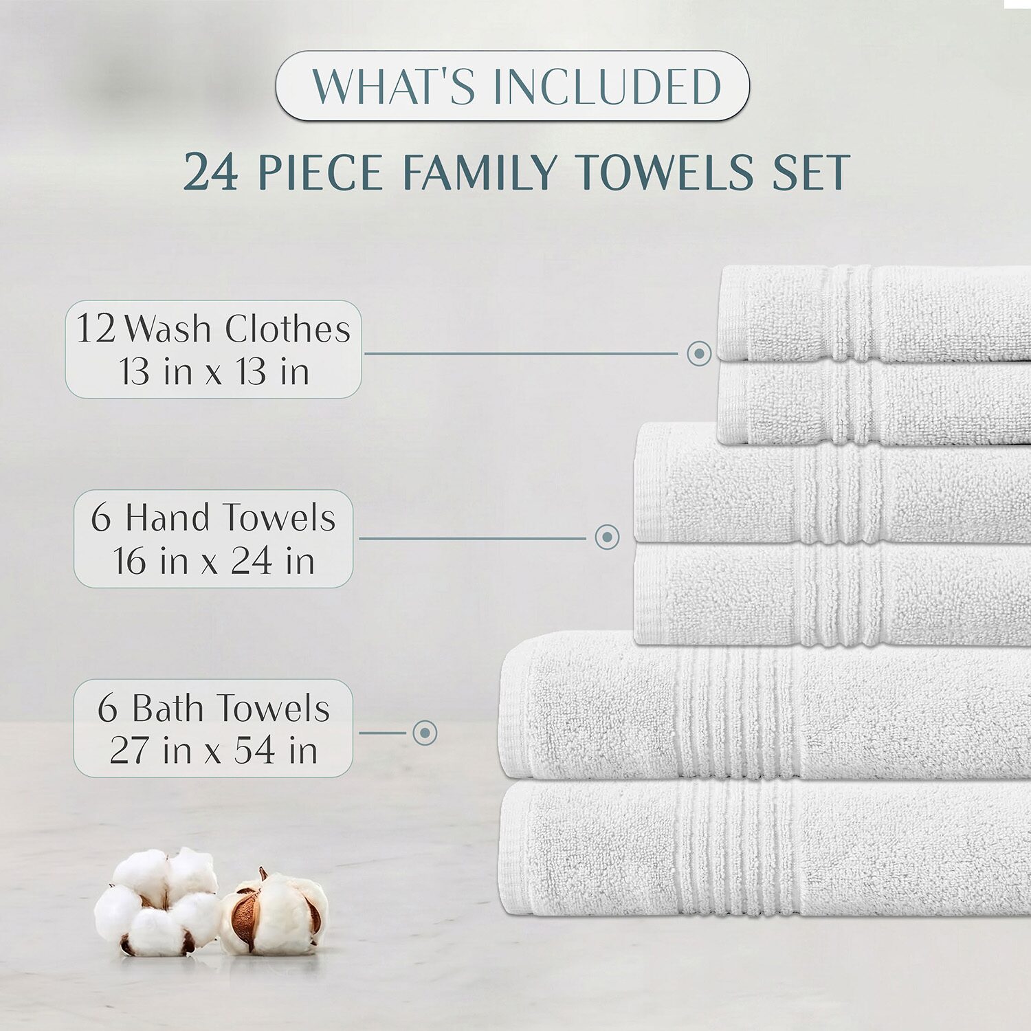 Home Weavers Inc Hazel Collection 100% Cotton Zero Twist Super Absorbent -pc. Quick Dry Bath Towel Set