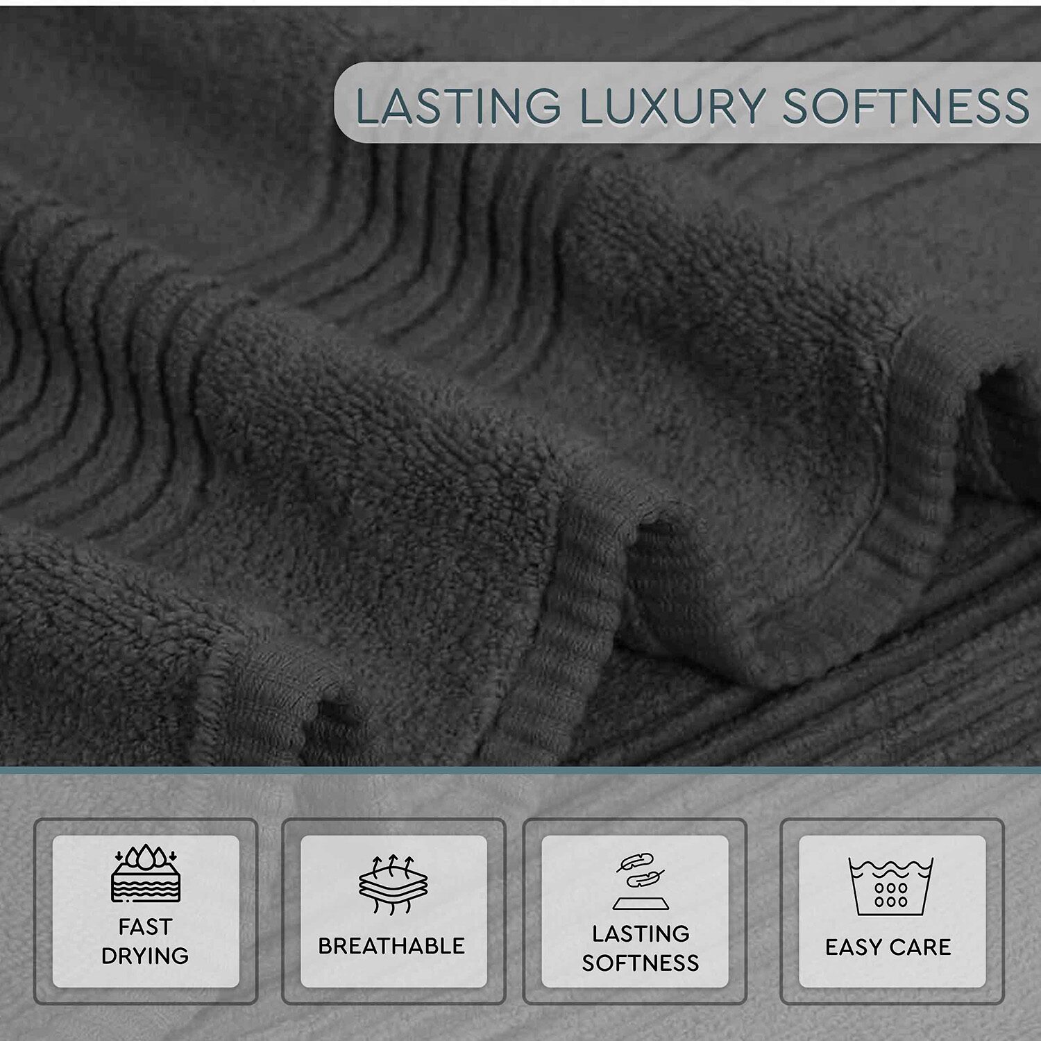 Home Weavers Inc Hazel Collection 100% Cotton Zero Twist Super Absorbent -pc. Quick Dry Bath Towel Set