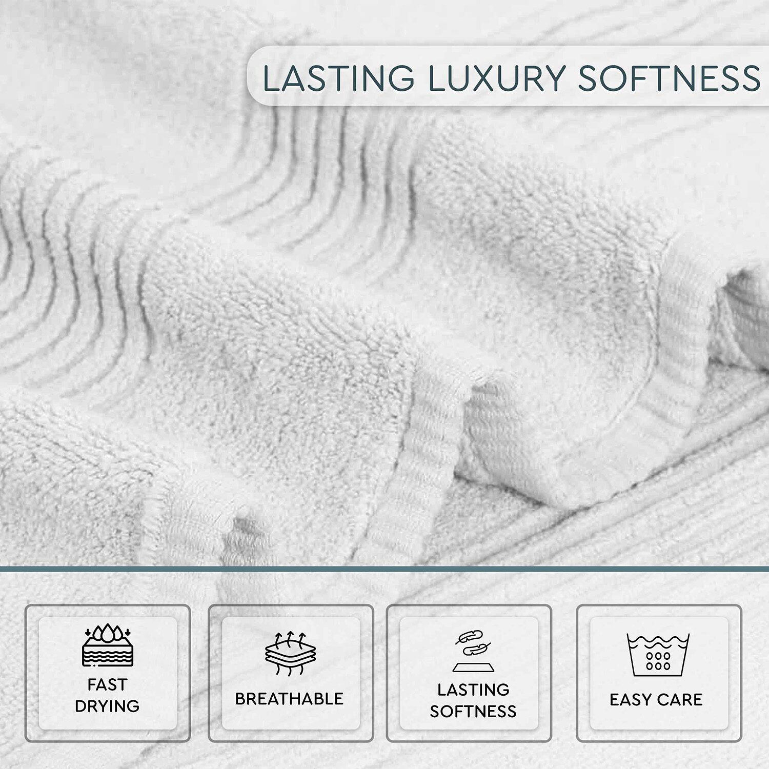 Home Weavers Inc Hazel Collection 100% Cotton Zero Twist Super Absorbent -pc. Quick Dry Bath Towel Set