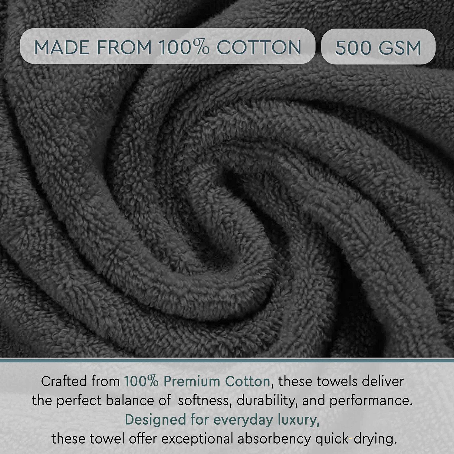 Home Weavers Inc Hazel Collection 100% Cotton Zero Twist Super Absorbent -pc. Quick Dry Bath Towel Set