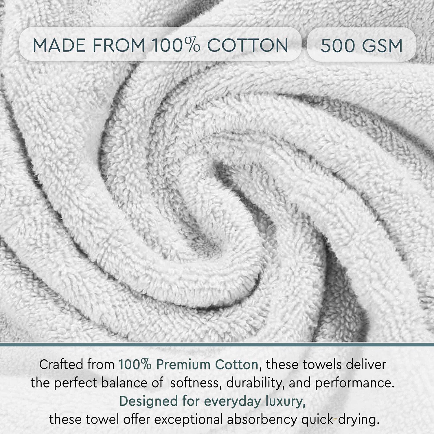 Home Weavers Inc Hazel Collection 100% Cotton Zero Twist Super Absorbent -pc. Quick Dry Bath Towel Set