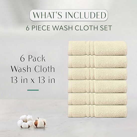Home Weavers Inc Hazel Collection 100% Cotton Zero Twist 6-pc. Quick Dry Washcloth