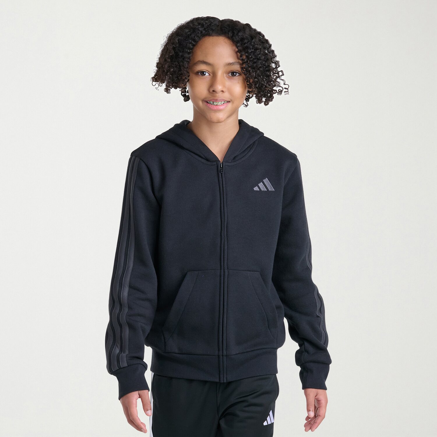 adidas Big Kid Boys Long Sleeve Fleece Zipper Active Hoodie