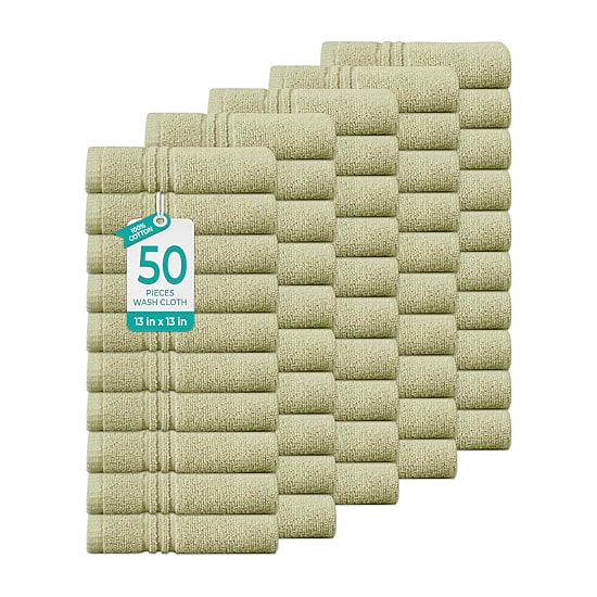 Home Weavers Inc Hazel Collection 100% Cotton Zero Twist 50-pc. Quick Dry Washcloth