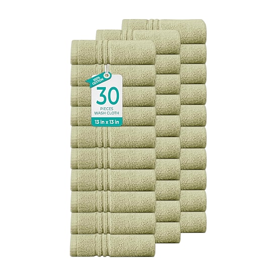 Home Weavers Inc Hazel Collection 100% Cotton Zero Twist 30-pc. Quick Dry Washcloth