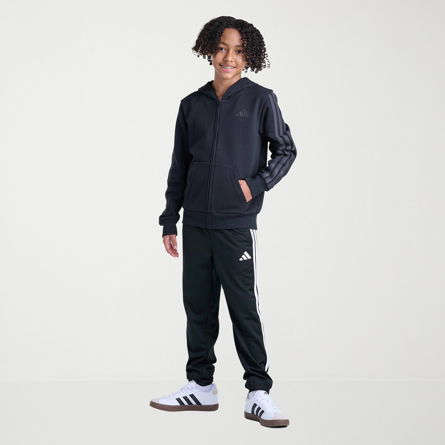 adidas Big Kid Boys Long Sleeve Fleece Zipper Active Hoodie