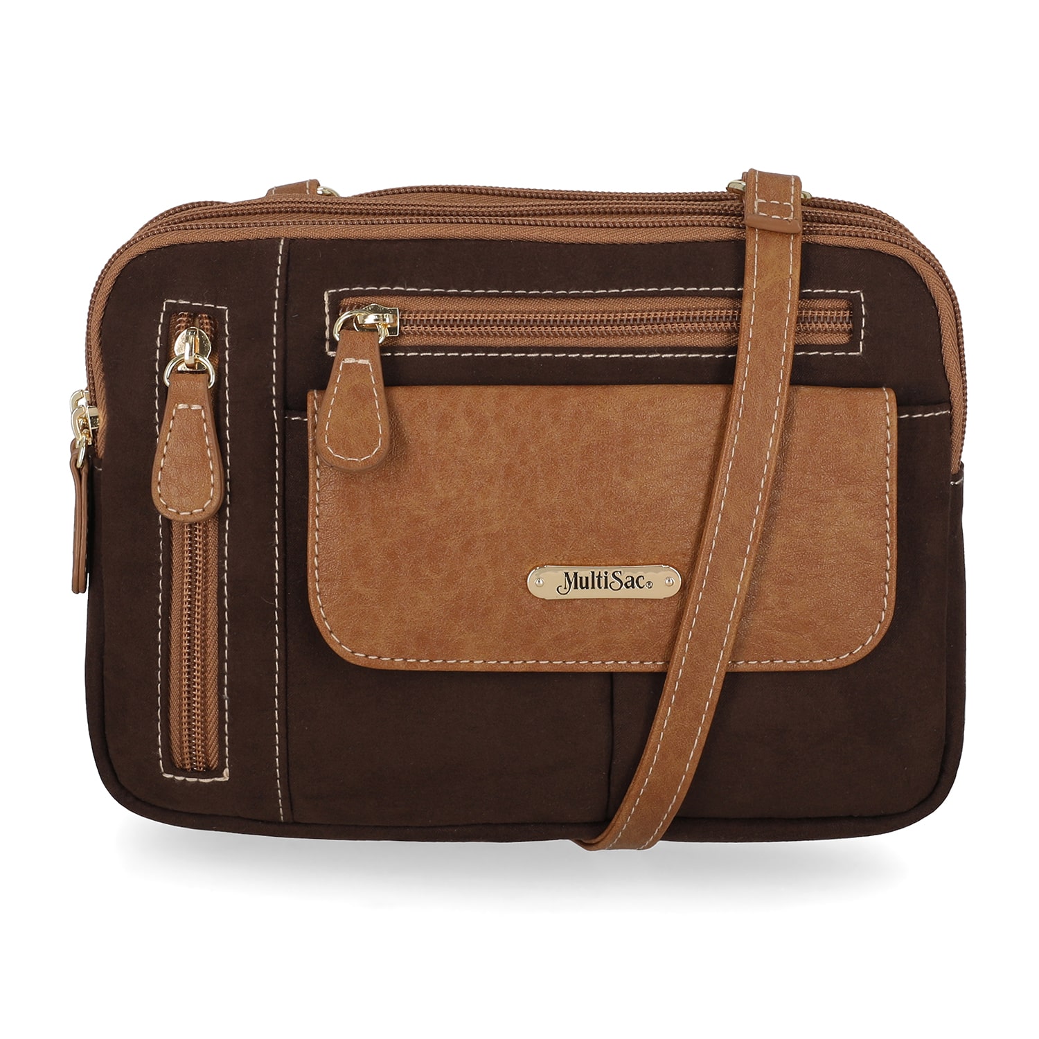 Multi Sac Zippy Crossbody Bag, Color: Chclate Faux Suede - JCPenney