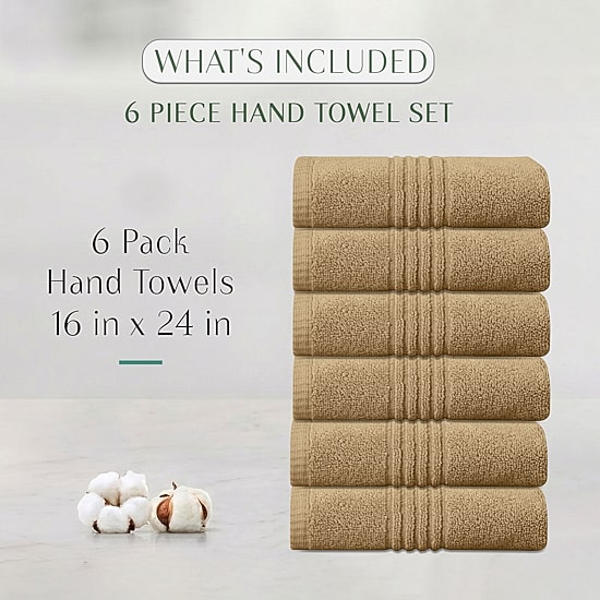 Home Weavers Inc Hazel Collection 100% Cotton Zero Twist 6-pc. Hand Towel