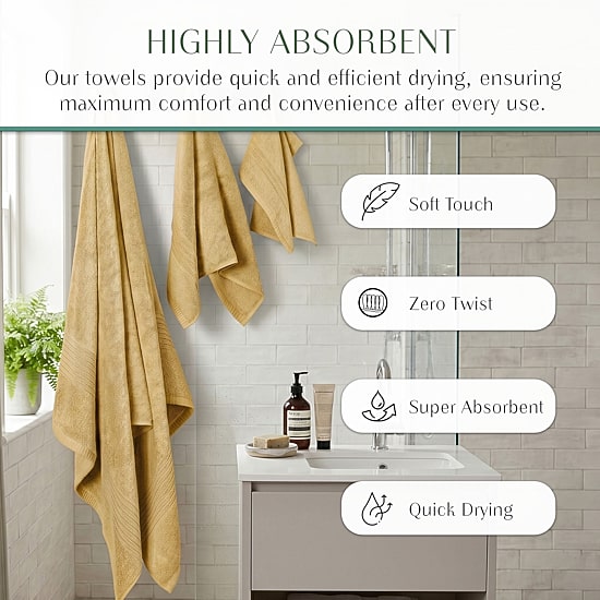 Home Weavers Inc Hazel Collection 100% Cotton Zero Twist 9-pc. Quick Dry Bath Towel Set