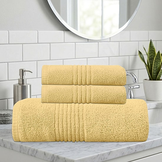 Home Weavers Inc Hazel Collection 100% Cotton Zero Twist Super Absorbent 3-pc. Quick Dry Bath Towel Set