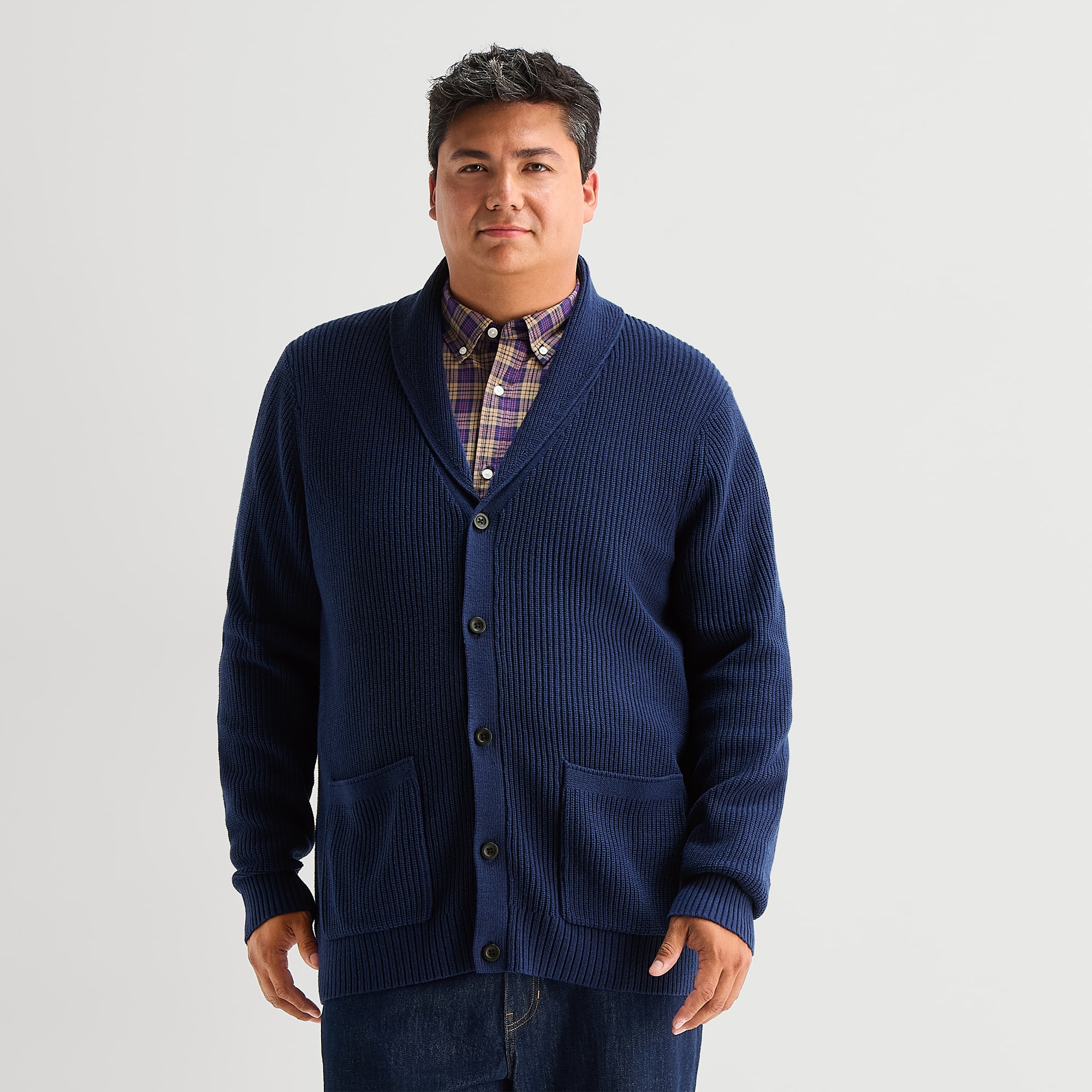 St. John's Bay Shawl Mens V Neck Long Sleeve Button Big and Tall Cardigan