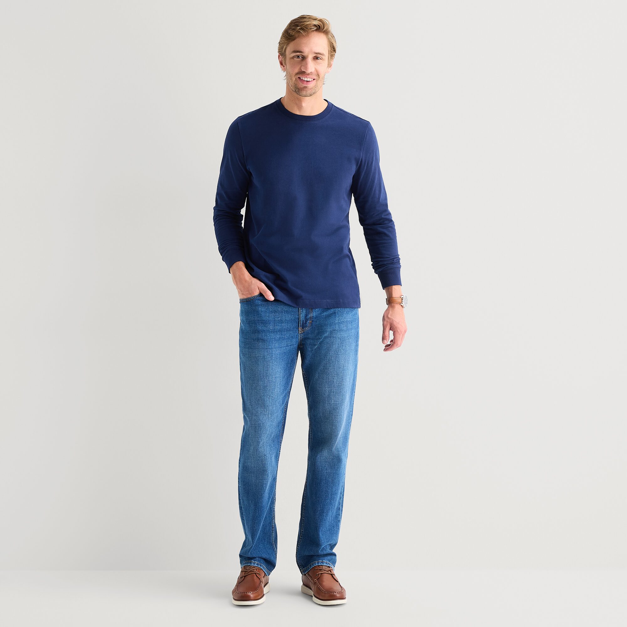 St. John's Bay Sueded Jersey Mens Crew Neck Long Sleeve T-Shirt