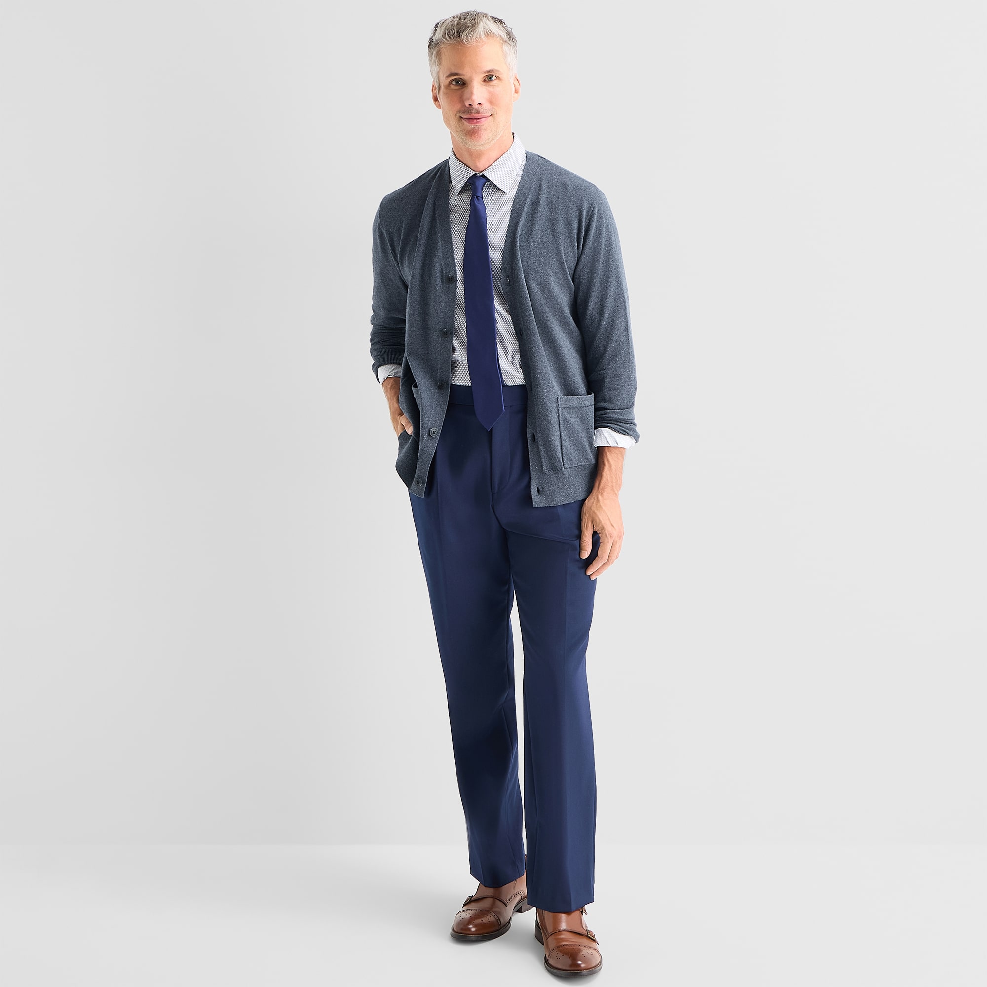 Stafford Pocketed Mens Long Sleeve Button Cardigan