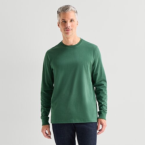St. John's Bay Sueded Jersey Mens Crew Neck Long Sleeve T-shirt In Green